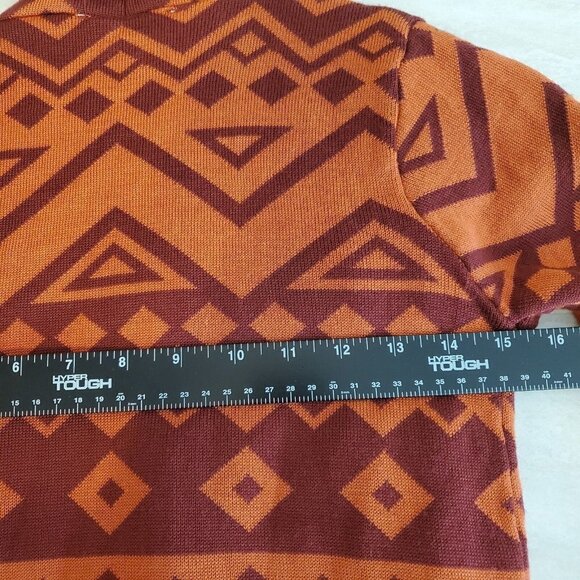 Staring at Stars Cardigan Sweater XS Orange Boho Southwestern Aztec Waterfall - Picture 9 of 11